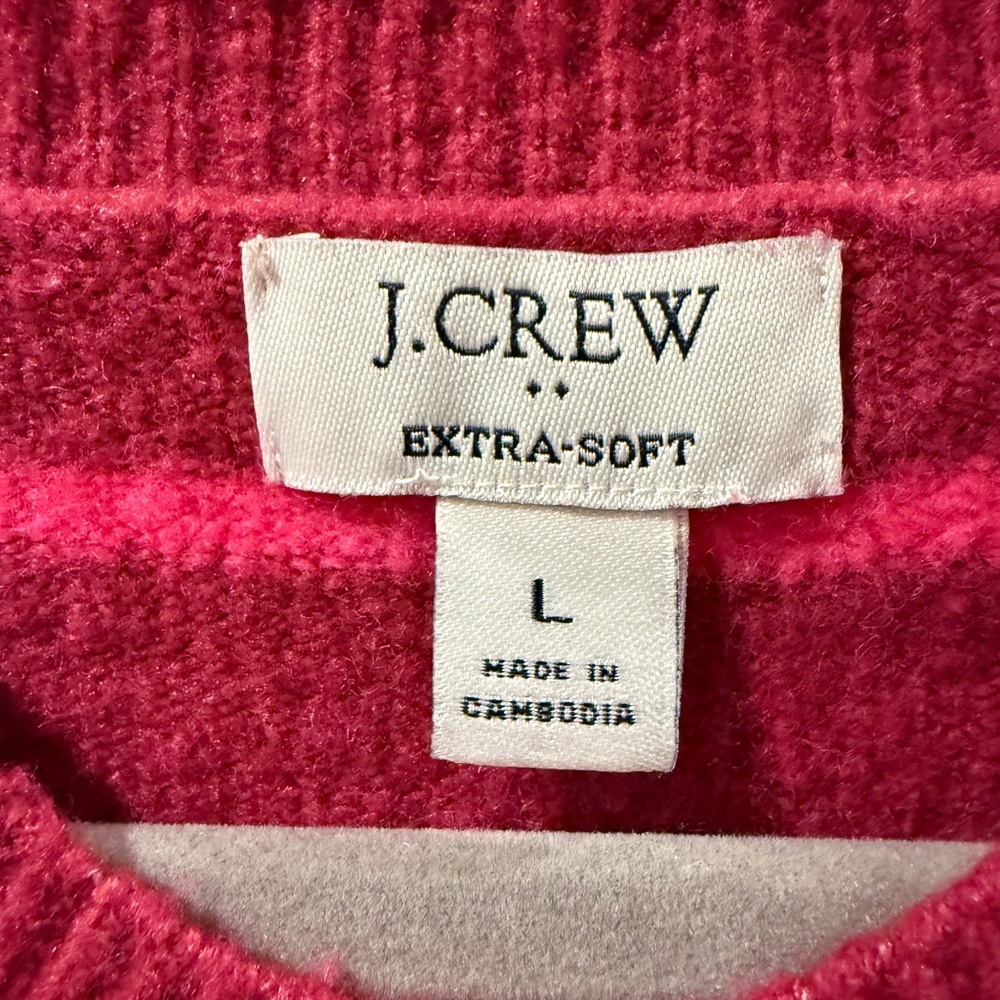 EUC J Crew Striped Pink Sweater - Extra Soft Yarn